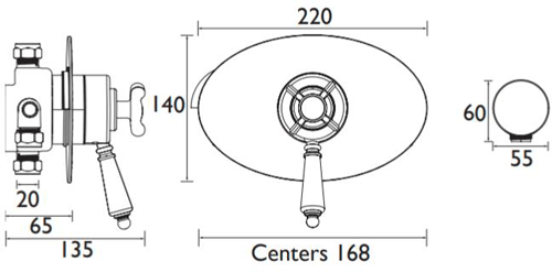 Additional image for Concealed Shower Valve With Dual Controls (1 Outlet, Chrome).