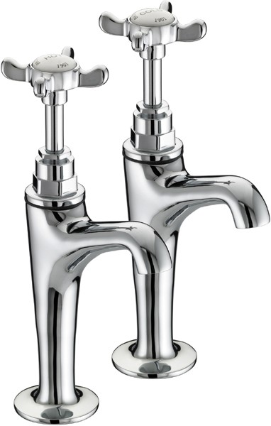 Additional image for High Neck Pillar Taps, Chrome Plated.