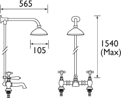 Additional image for Fixed Rigid Riser Rail, Chrome Plated.