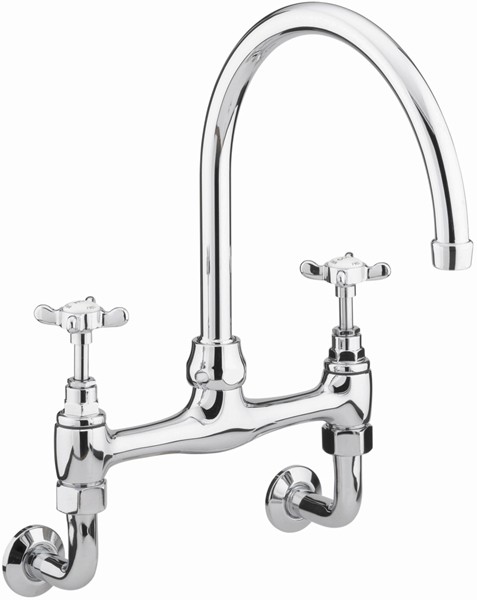 Additional image for Wall Mounted Bridge Sink Mixer Tap, Chrome Plated.