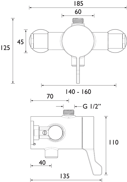Additional image for Exposed Mini Shower Valve With Top Outlet (TMV3).