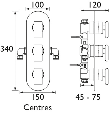Additional image for Concealed Shower Valve (2 Outlets, Chrome) CLEARANCE.