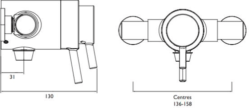 Additional image for Exposed Dual Control Shower Valve (1 Bottom Outlet, Chrome).