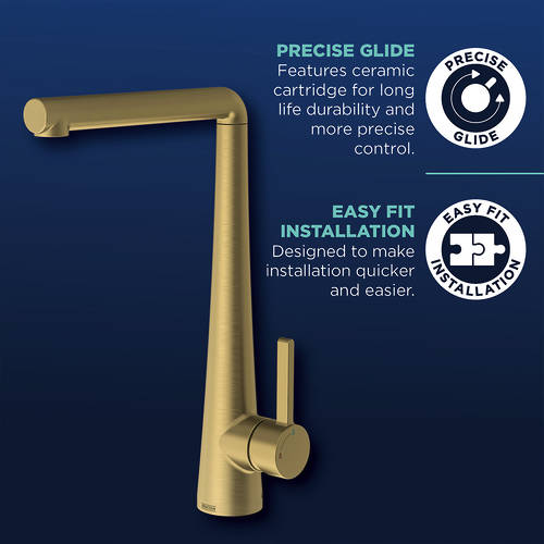 Additional image for Easyfit Mixer Kitchen Tap With Eco Start (Brushed Brass).