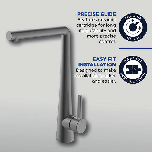 Additional image for Easyfit Mixer Kitchen Tap With Eco Start (Gunmetal).