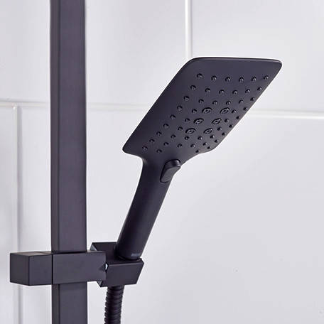 Additional image for Bar Thermostatic Shower Valve & Rigid Riser Kit (Black).