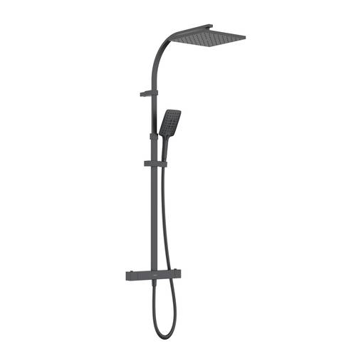 Additional image for Bar Thermostatic Shower Valve & Rigid Riser Kit (Black).