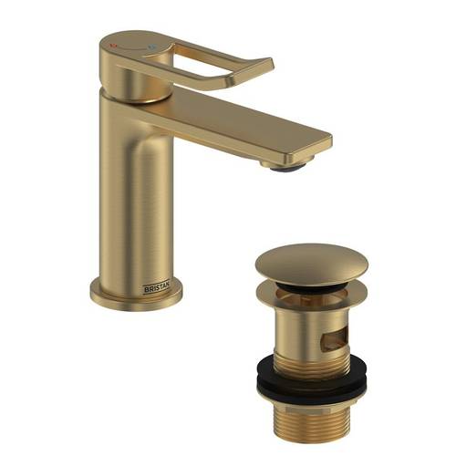Additional image for Eco Start Small Basin Mixer Tap With Clicker Waste (Br Brass).