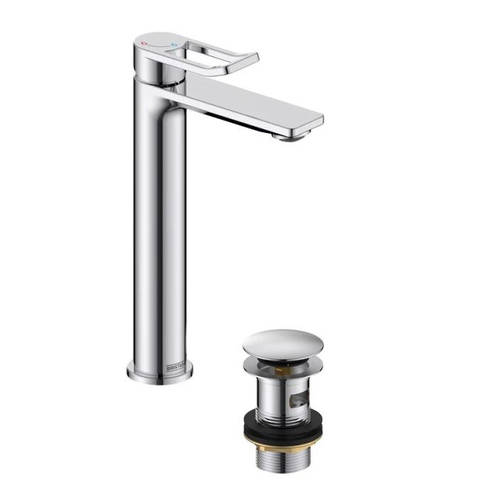 Additional image for Eco Start Tall Basin Mixer Tap With Clicker Waste (Chrome).