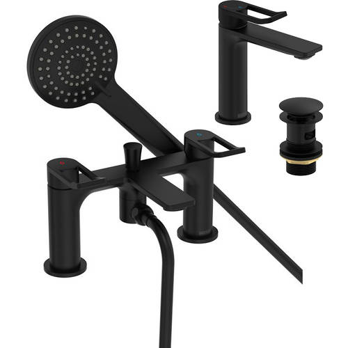 Additional image for Eco Basin Mixer & Bath Shower Mixer Tap Pack (Black).