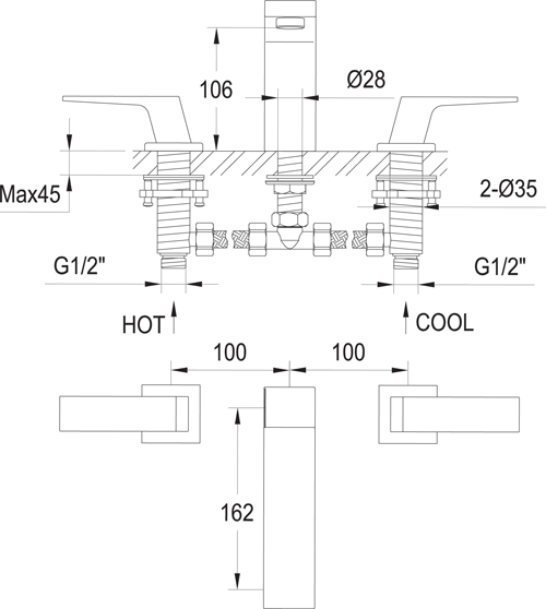 Additional image for Mono Basin & 3 Hole Bath Filler Tap Pack (Chrome).