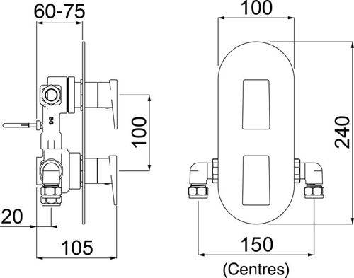 Additional image for Dual Thermostatic Shower Valve With 2 x Outlet Diverters.