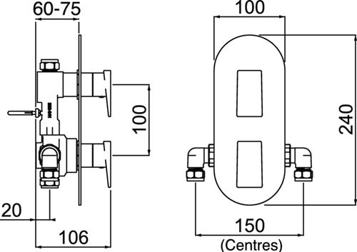 Additional image for Thermostatic Dual Control Shower Valve (Chrome).