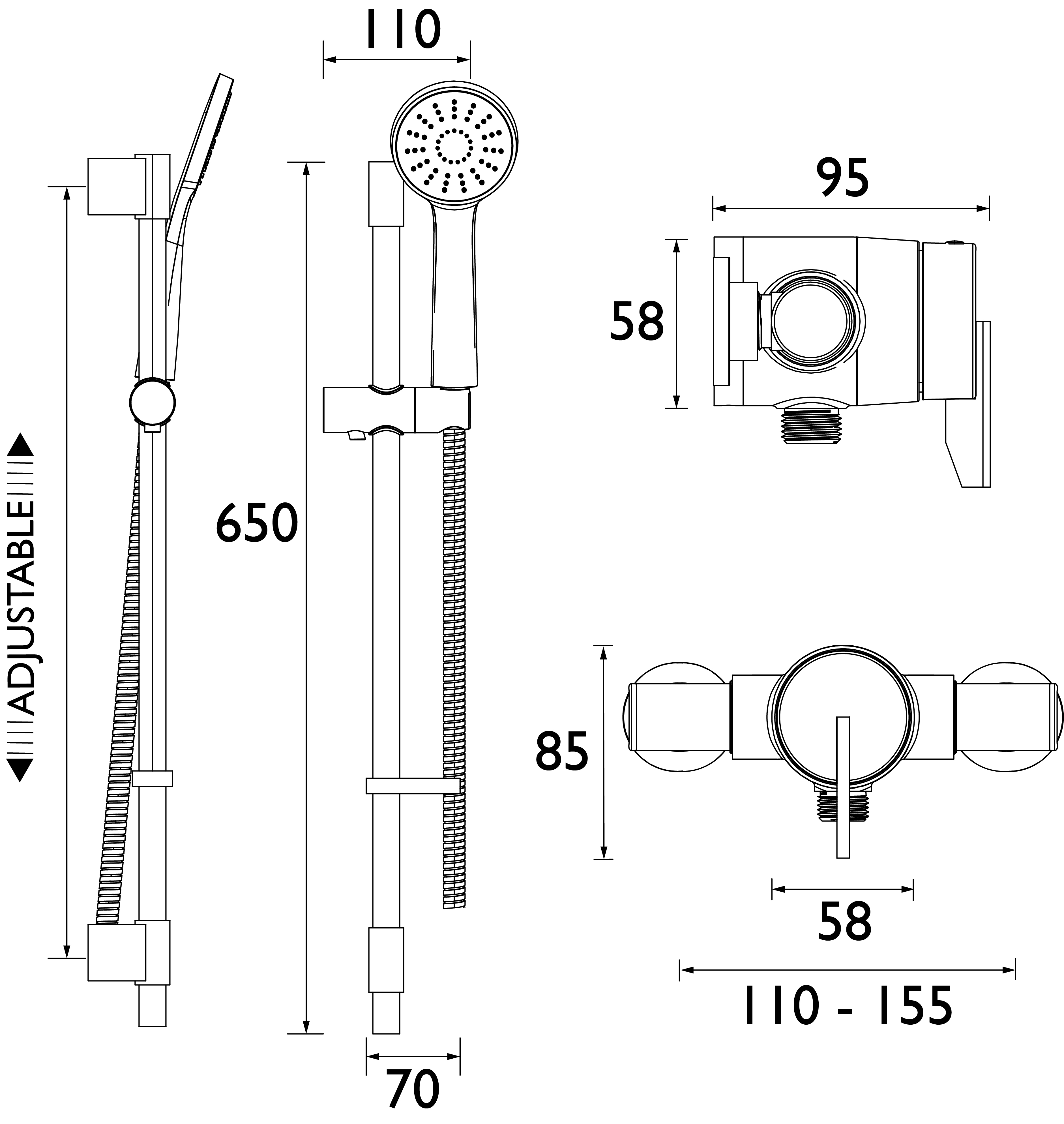 Additional image for Exposed Mini Shower Valve With Slide Rail Kit (Chrome).