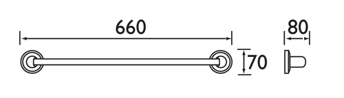 Additional image for Solo Single Towel Rail 650mm (Chrome).