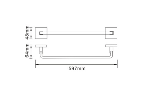 Additional image for Square Towel Rail 597mm (Chrome).