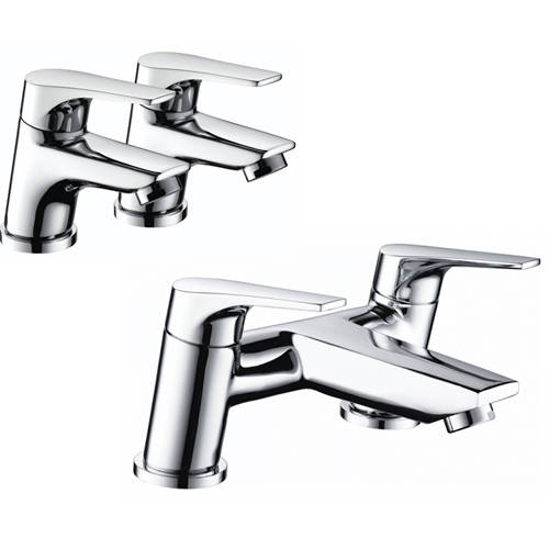 Additional image for Pair Of Basin & Bath Filler Tap Pack (Chrome).