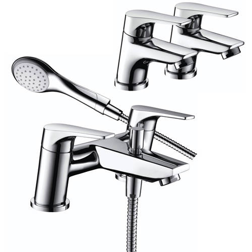 Additional image for Pair Of Basin & Bath Shower Mixer Tap Pack (Chrome).