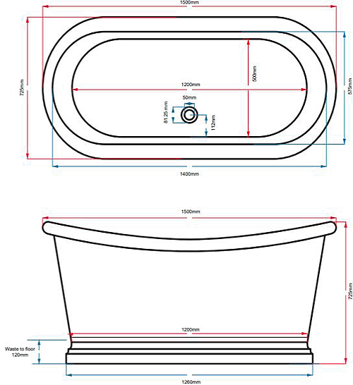 Additional image for Nickel Boat Bath 1500mm (Nickel Inner/Nickel Outer).