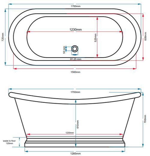 Additional image for Tin Boat Bath 1700mm (Tin Inner/Tin Outer).