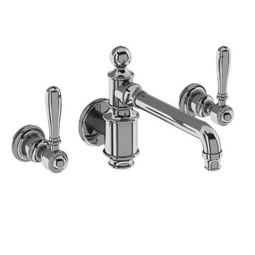 Additional image for Wall Basin Mixer Tap With Lever Handles (Chrome).