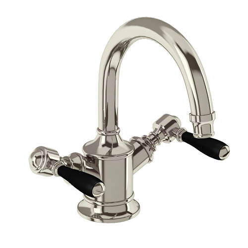 Additional image for Basin Mixer Tap With Lever Handles (Nickel & Black).