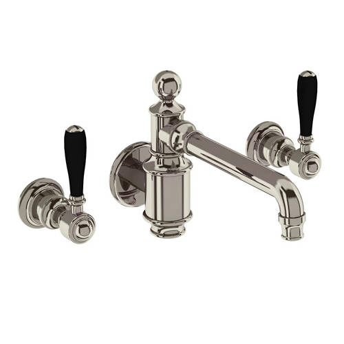 Additional image for Wall Basin Mixer Tap With Lever Handles (Nickel & Black).