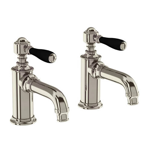 Additional image for Pillar Basin Taps With Lever Handles (Nickel & Black).