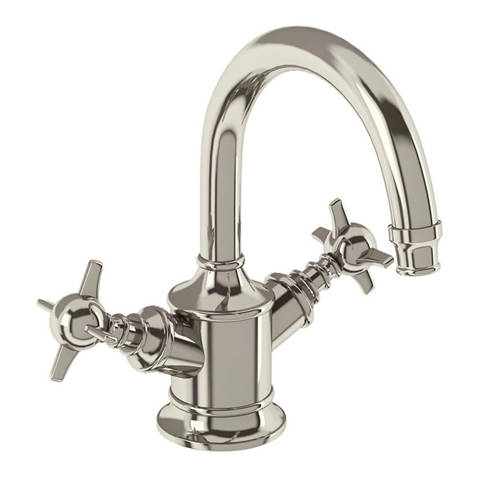 Additional image for Basin Mixer Tap With Crosshead Handles (Nickel).