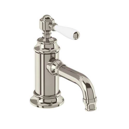 Additional image for Basin Mixer Tap With Lever Handle (Nickel & White).