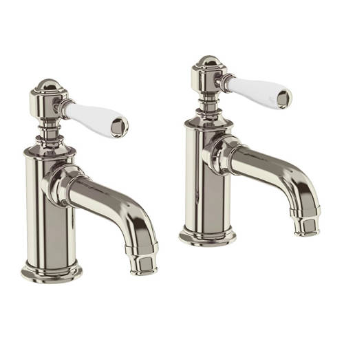 Additional image for Pillar Basin Taps With Lever Handles (Nickel & White).