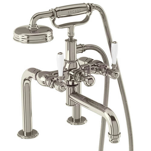 Additional image for Deck Mounted BSM Tap, Lever Handles (Nickel & White).
