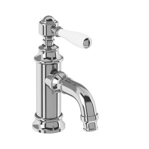 Additional image for Mini Basin Mixer Tap With Lever Handle (Chrome & White).