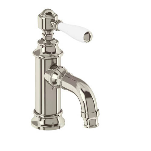 Additional image for Mini Basin Mixer Tap With Lever Handle (Nickel & White).
