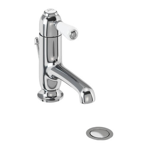 Additional image for Straight Basin Mixer Tap & Waste (Chrome & White).