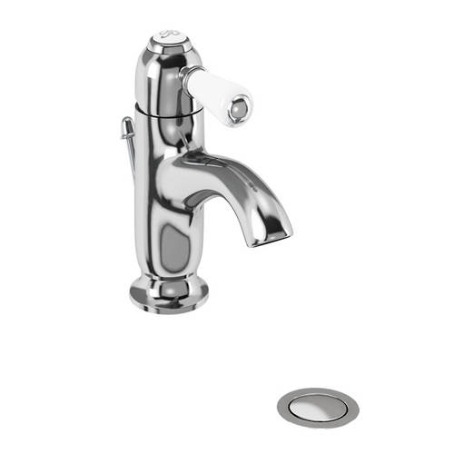 Additional image for Curved Basin Mixer Tap & Waste (Chrome & White).