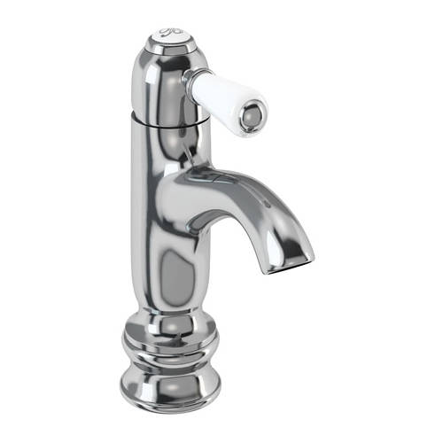 Additional image for Regent Curved Basin Mixer Tap (Chrome & White).