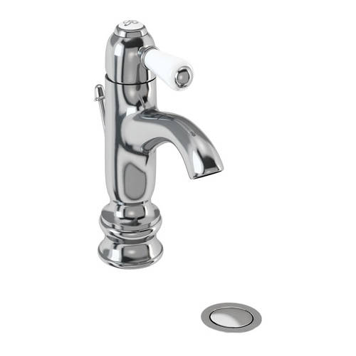 Additional image for Regent Curved Basin Mixer Tap & Waste (Chrome/Wh).