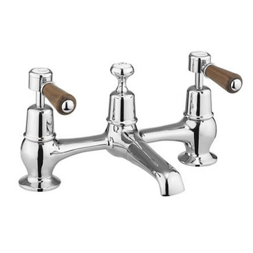 Additional image for 2 Hole Basin Mixer Tap With Waste (Chrome & Walnut).