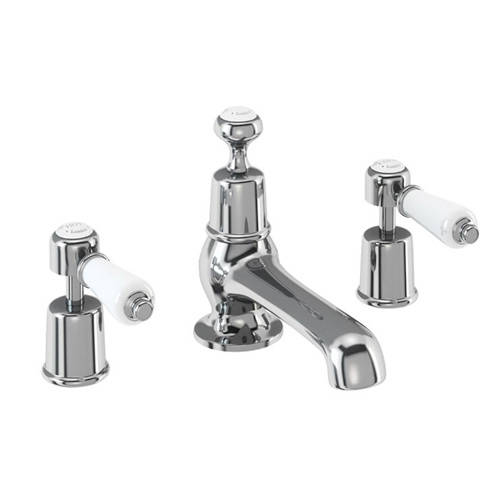 Additional image for 3 Hole Basin Tap With Pop Up Waste (Chrome & White).