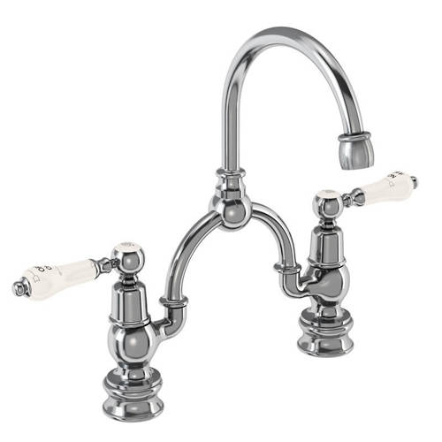 Additional image for 2 Hole Arch Basin Mixer Tap (Chrome & Medici, 230mm).