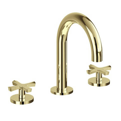 Additional image for 3 Hole Deck Mounted Basin Mixer Tap (Gold).