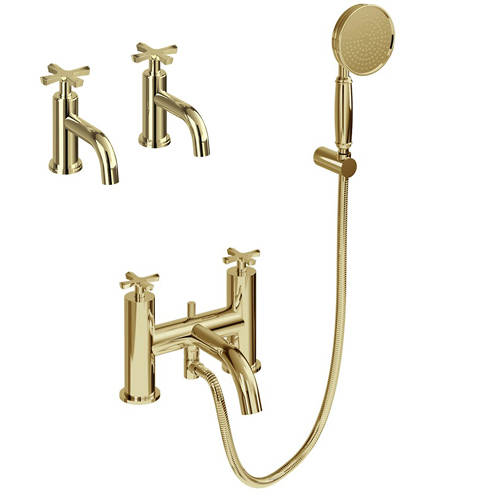 Additional image for Basin Taps and Bath Shower Mixer Tap With Kit (Gold).
