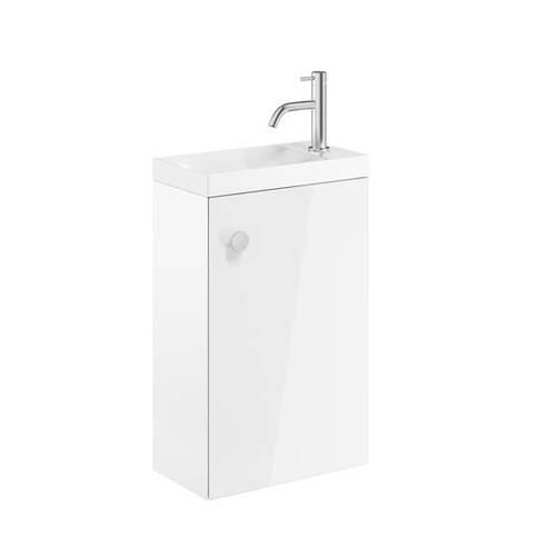 Additional image for Wall Hung Vanity Unit & Basin (400mm, White Gloss).