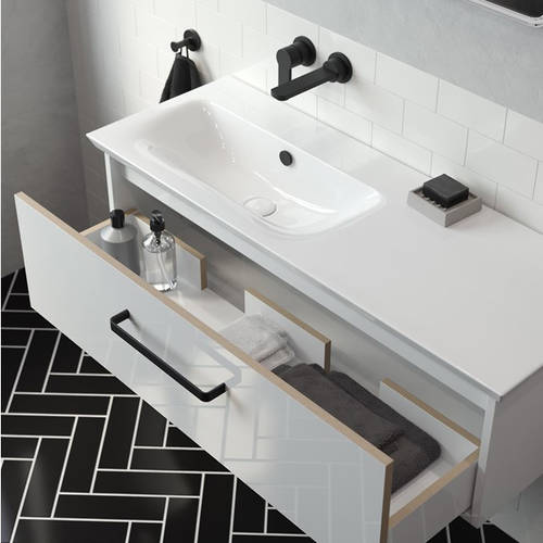 Additional image for Vanity Unit With Ceramic Basin (1000mm, White Gloss, LH).