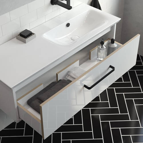 Additional image for Vanity Unit With Ceramic Basin (1000mm, White Gloss, RH).