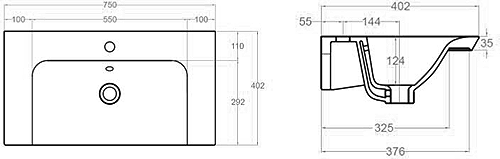 Additional image for Vanity Unit With Ceramic Basin (700mm, Steelwood, 1TH).