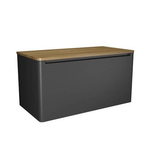 Additional image for Vanity Unit With Oak Top (1000mm, Onyx Black).