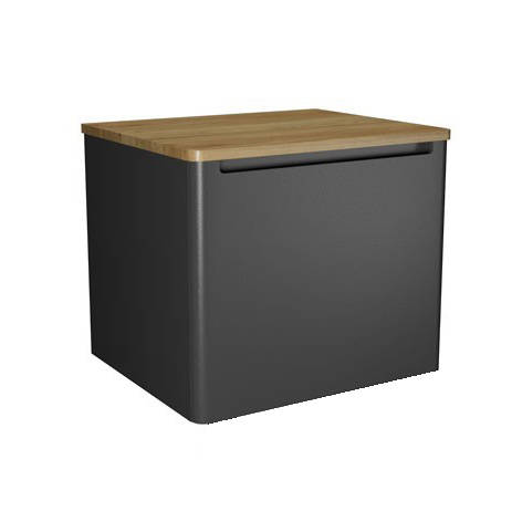 Additional image for Vanity Unit With Oak Top (600mm, Onyx Black).