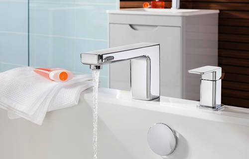 Additional image for Wall Mounted Basin & 2 Hole BSM Tap Pack (Chrome).